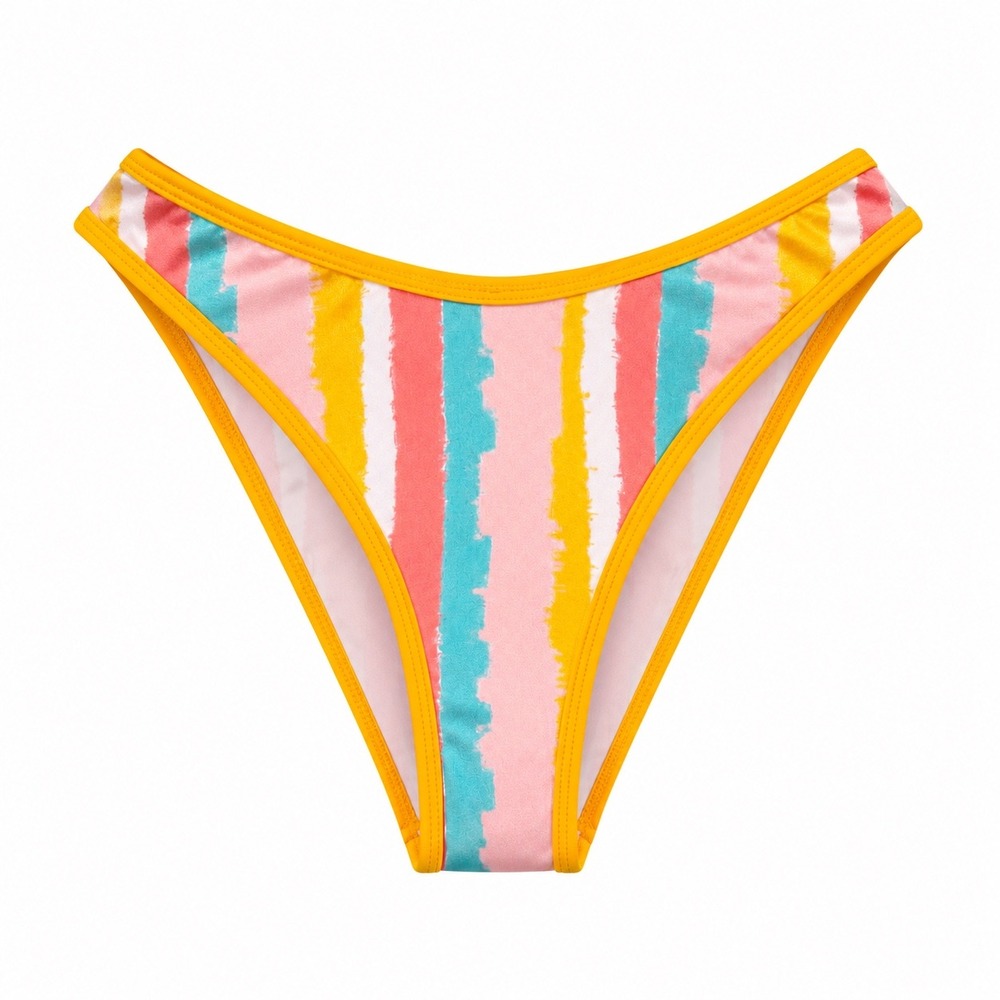 Gossip‎ NWT Multicolor Striped Hipster Bikini Bottom High Cut Medium resortwear